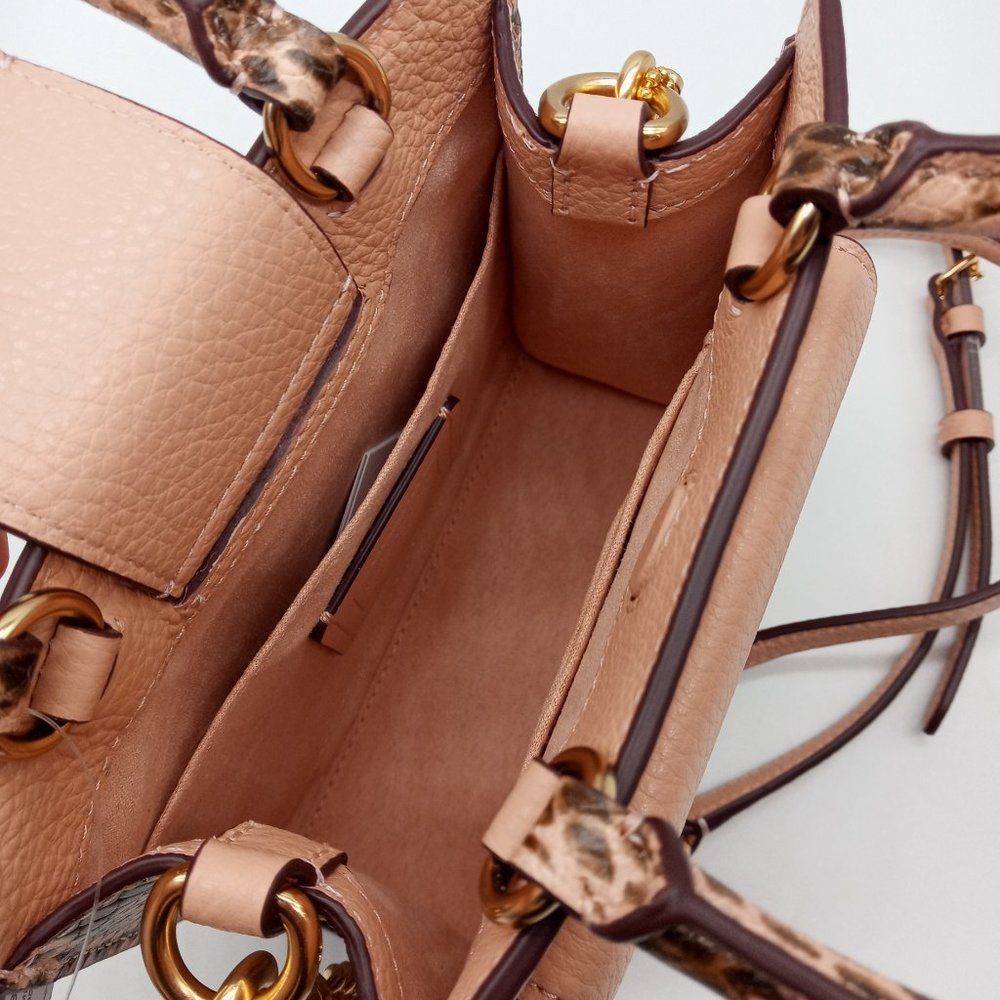 NWT Coach Pink Shell Pepper Leather Crossbody Satchel Bag Snake Embossed C6779 - Picture 11 of 16